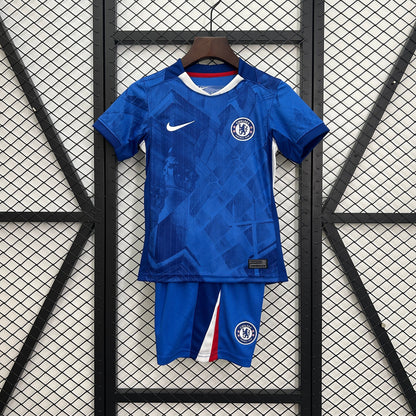 Kids Chelsea Home Kit 25/26 with World Champions 25 printing
