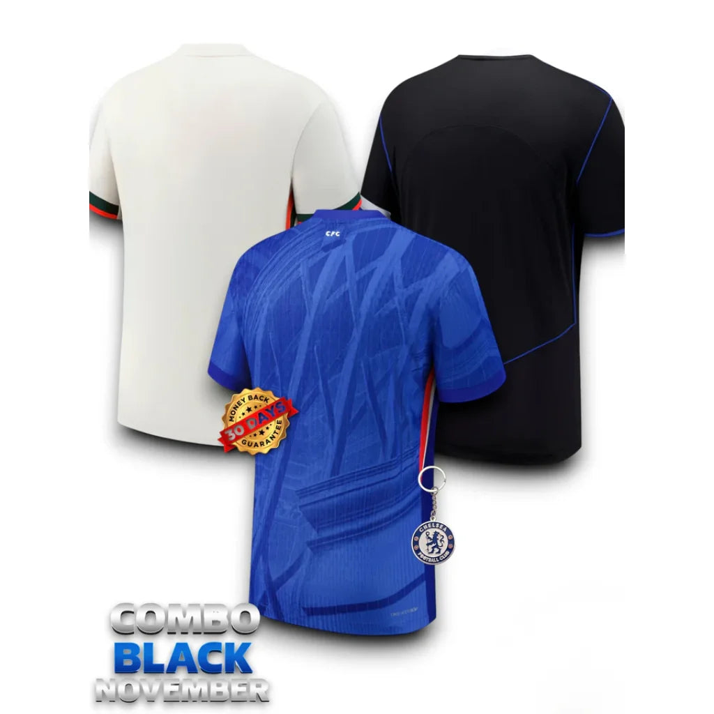 Combo Chelsea 3 Jerseys 25/26 for $129.90 World Champion Patch