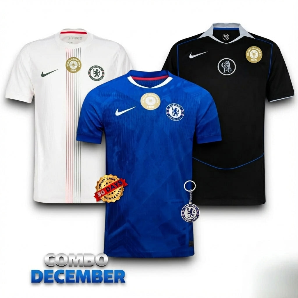Combo Chelsea 3 Jerseys 25/26 for $129.90 World Champion Patch