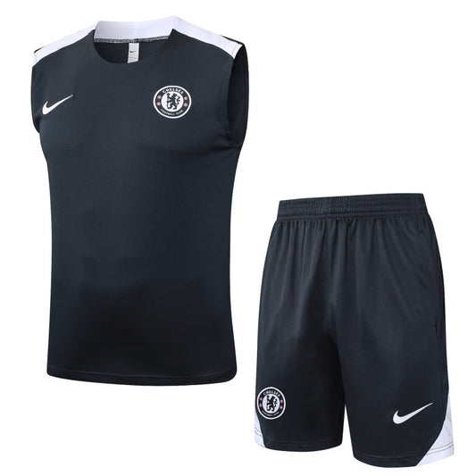 Chelsea Kit Black Jersey + Shorts - No Sleeve 25/26